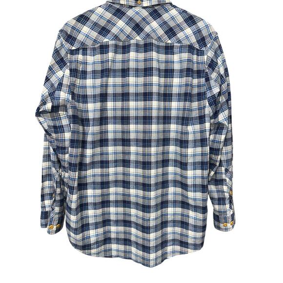 Duluth Trading Men’s Button Down Shirt Blue Plaid Flannel Slim Fit Cotton Medium - Picture 2 of 8